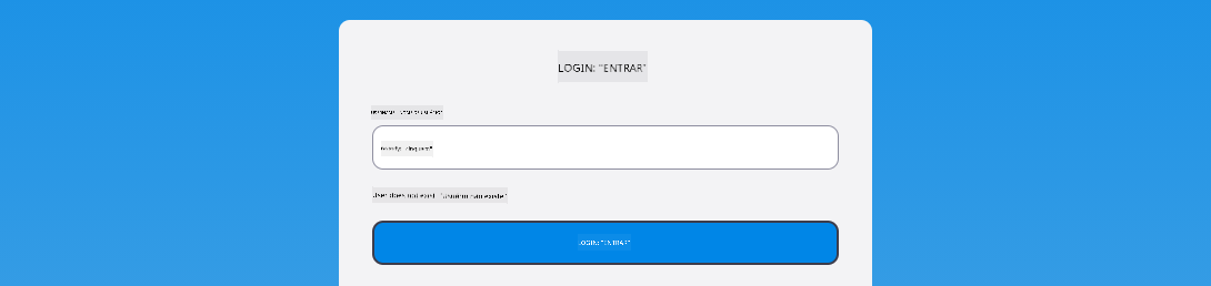 Captura de tela mostrando a mensagem de erro exibida durante o login