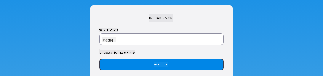 Captura de pantalla mostrando el mensaje de error durante el inicio de sesión