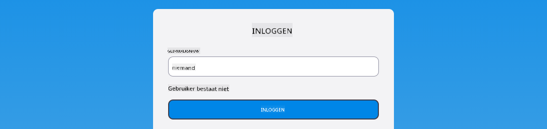 Screenshot waarop de foutmelding tijdens het inloggen wordt weergegeven