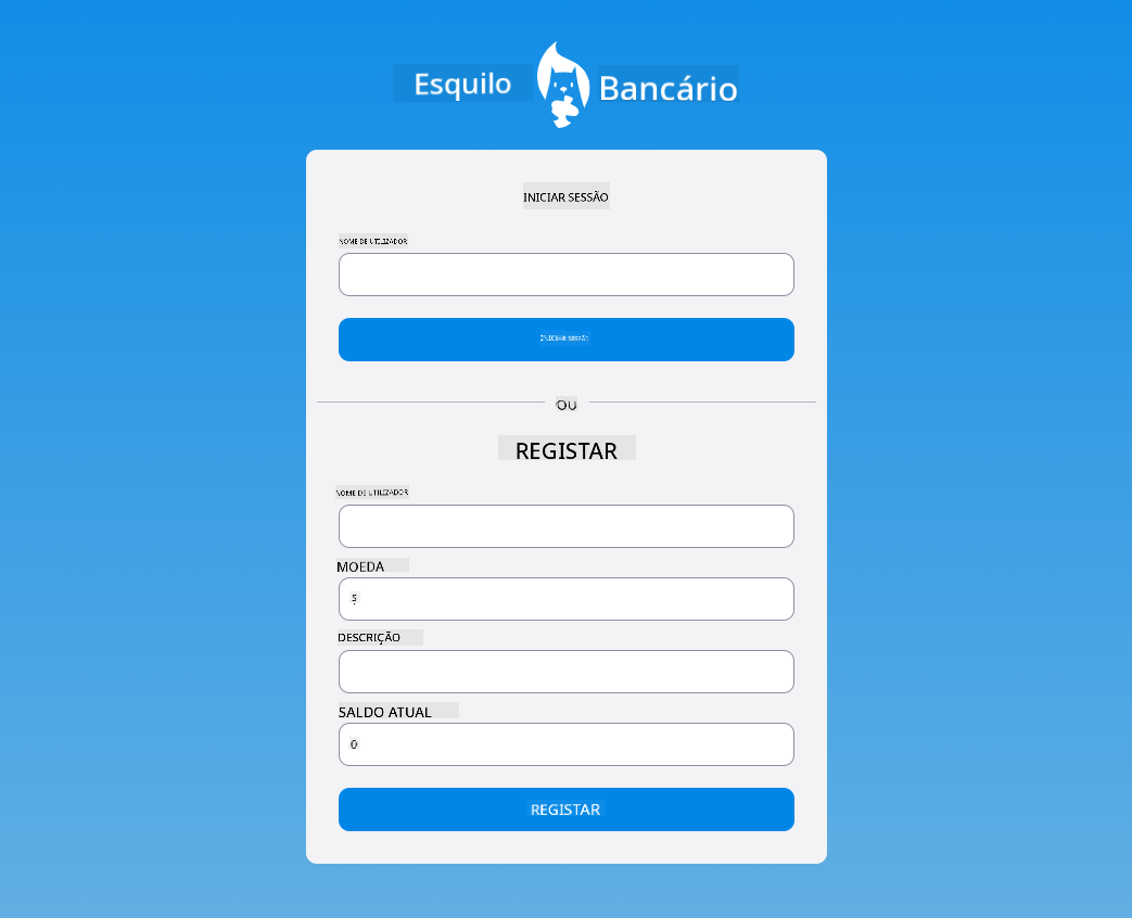 Captura de ecrã da página de login após adicionar estilos CSS