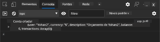 Captura de ecrã mostrando uma mensagem de log na consola do navegador