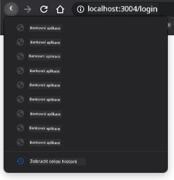 Screenshot of navigation history