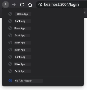Screenshot of navigation history