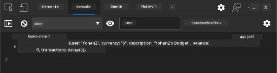 Screenshot zeigt Logmeldung in der Browser-Konsole