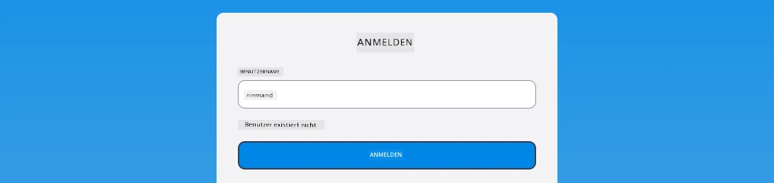 Screenshot zeigt die während des Logins angezeigte Fehlermeldung