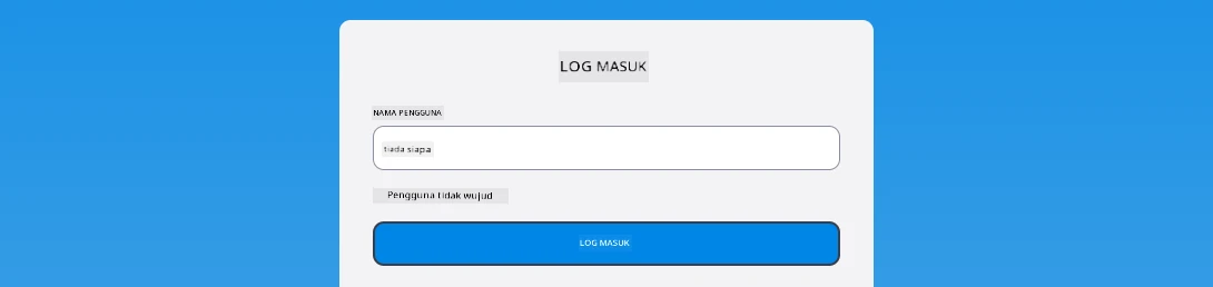 Tangkapan skrin menunjukkan mesej kesalahan yang dipaparkan semasa log masuk
