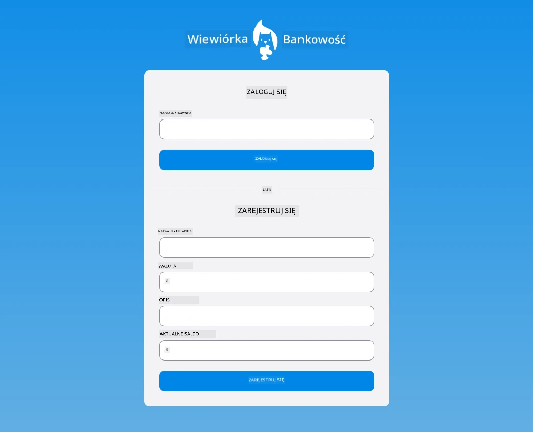 Zrzut ekranu strony logowania po dodaniu stylów CSS