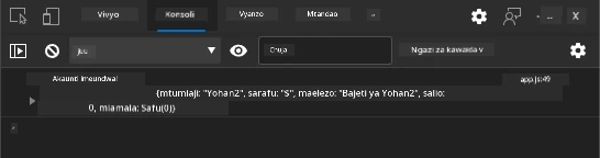Screenshot showing log message in the browser console