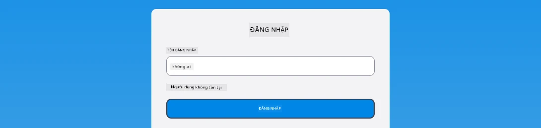 Ảnh chụp màn hình hiển thị thông báo lỗi trong quá trình đăng nhập