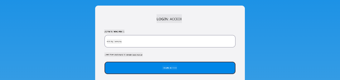 Screenshot che mostra il messaggio di errore durante il login