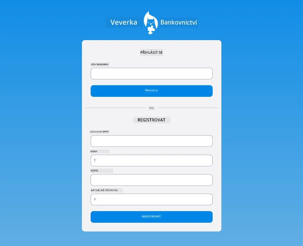 Screenshot přihlašovací stránky po přidání CSS stylů