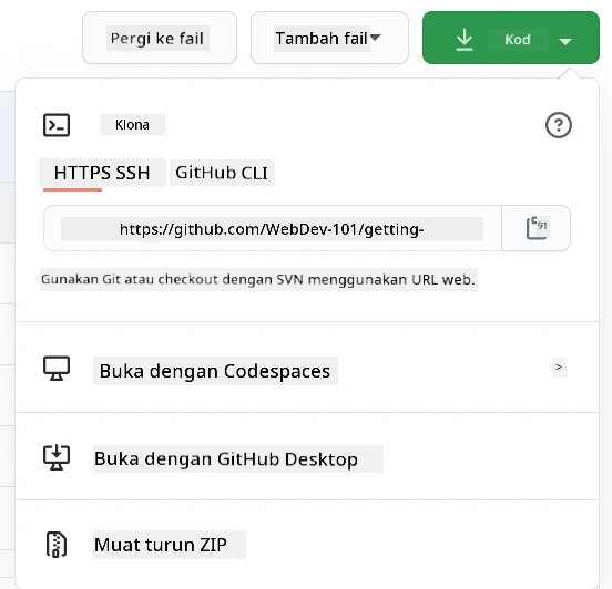 Salin repo secara tempatan