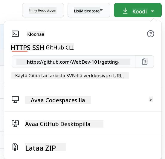 Kopioi repo paikallisesti
