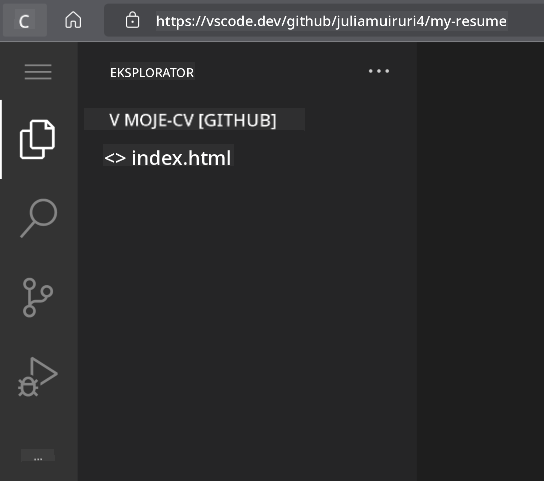 Projekt załadowany w VSCode.dev