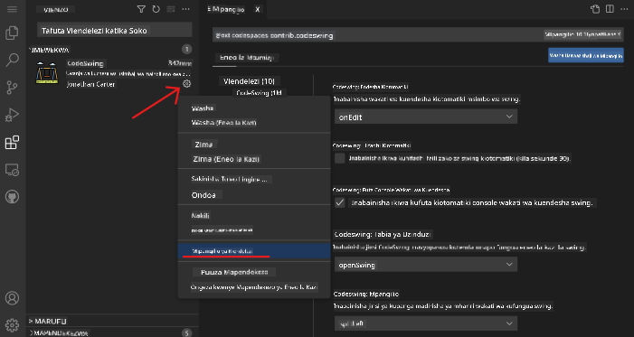 Modify extension settings