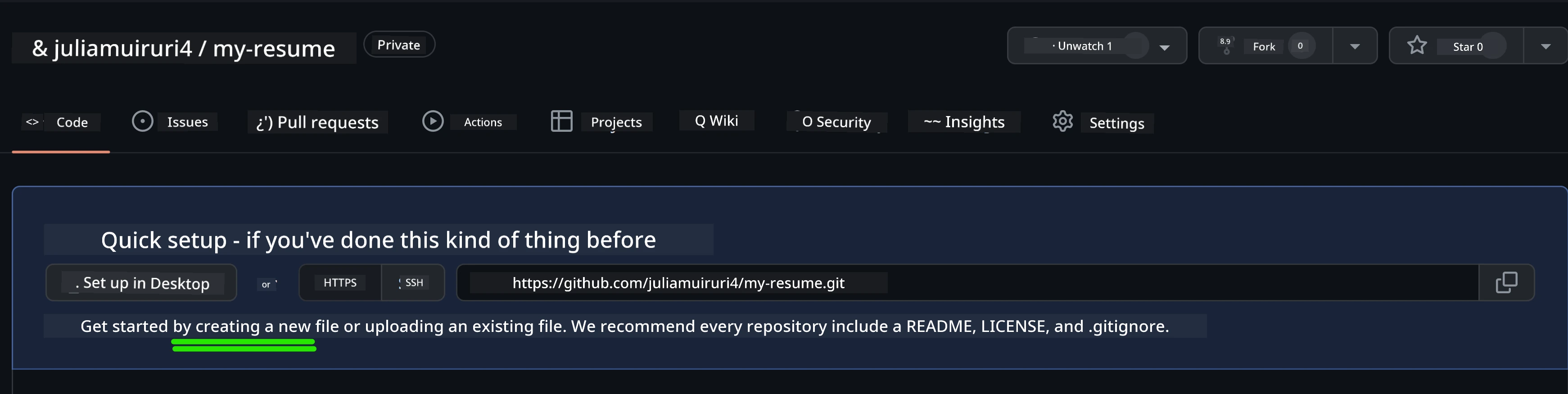 Creating initial file on GitHub