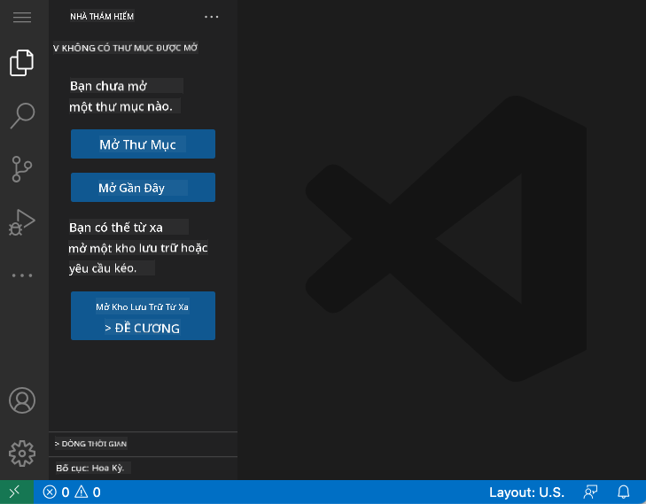 Giao diện mặc định của VSCode.dev