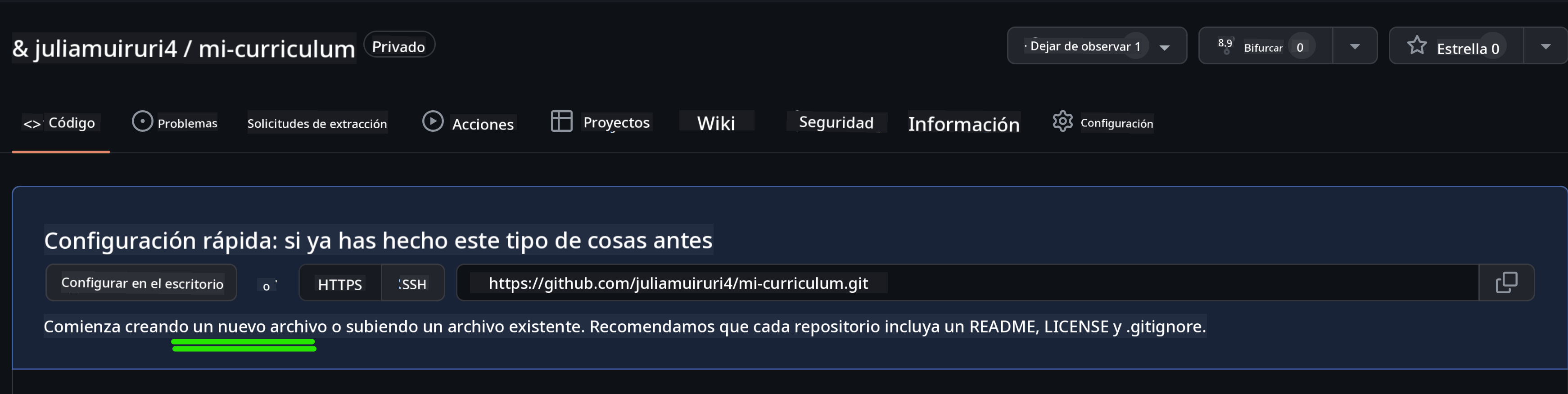 Crear un nuevo archivo en github.com