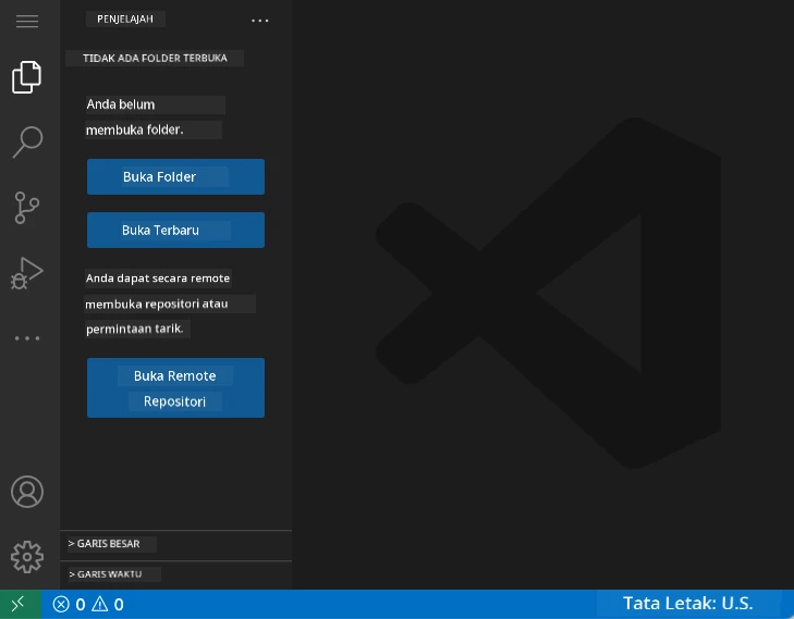 Antarmuka default VSCode.dev