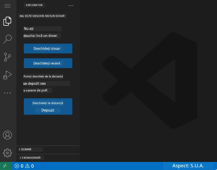 Interfața implicită VSCode.dev