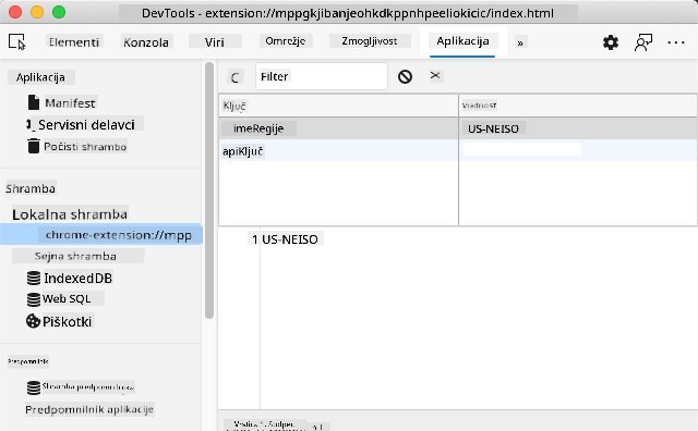 Podokno lokalne shrambe
