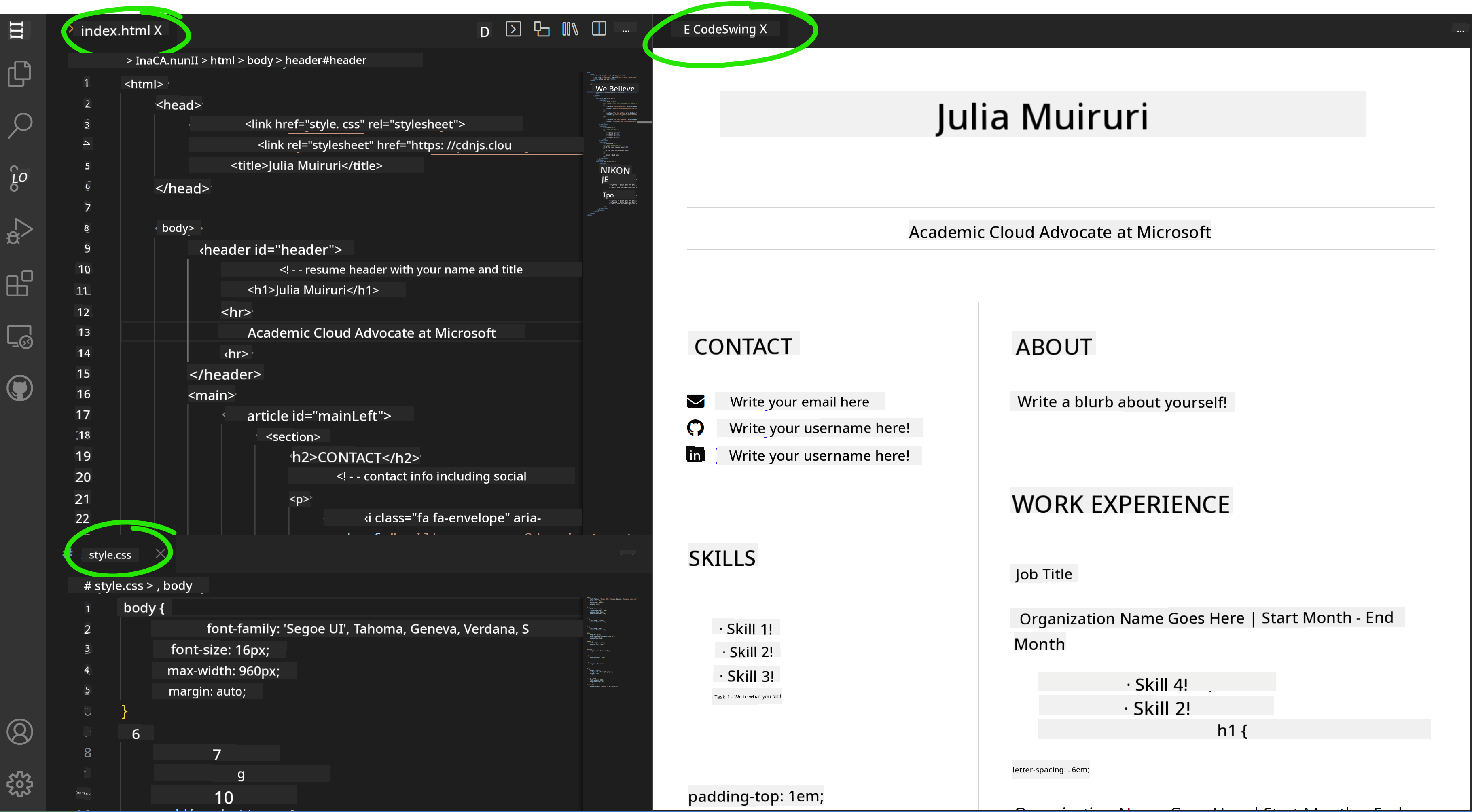 Codeswing extension in action