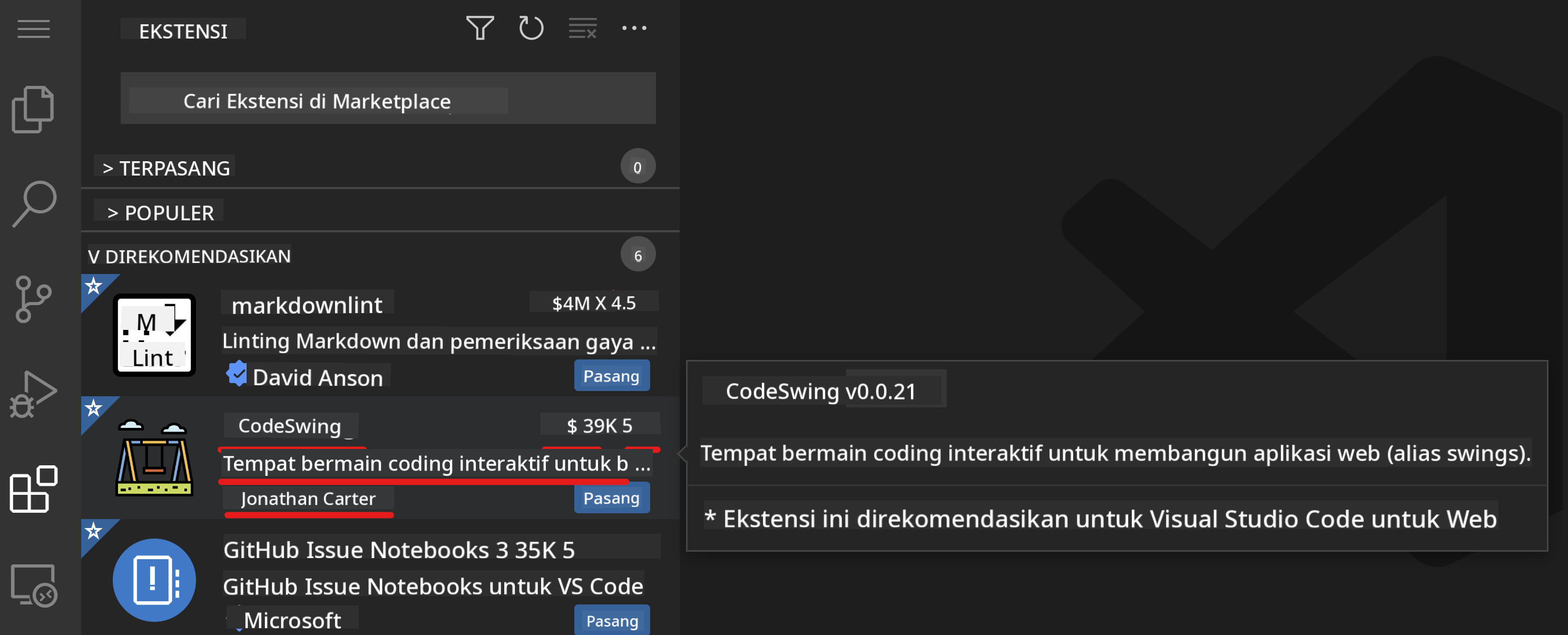 Extension details