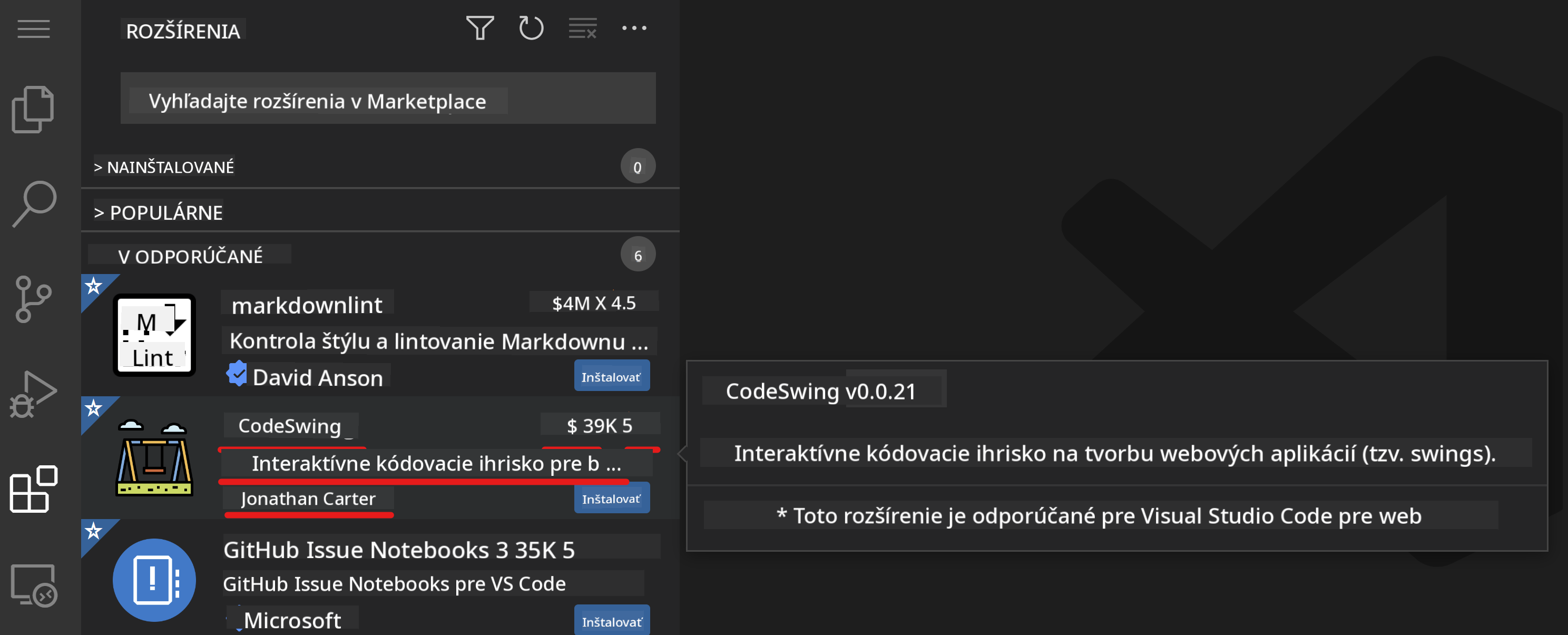 Extension details