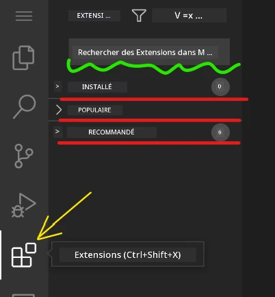Interface du marketplace des extensions