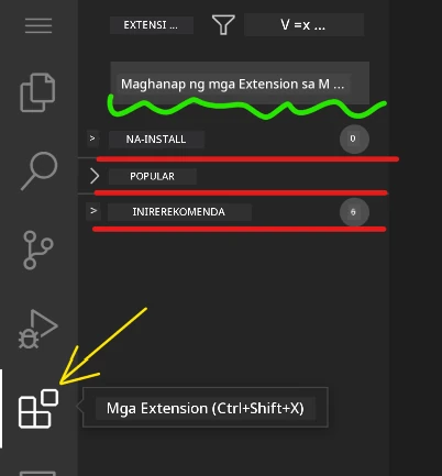 Interface ng extension marketplace