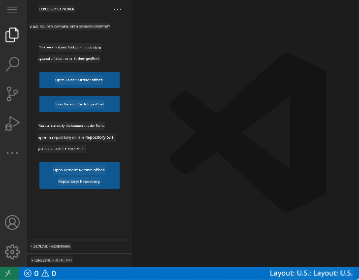 Standard VSCode.dev-Oberfläche