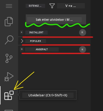 Extension marketplace interface