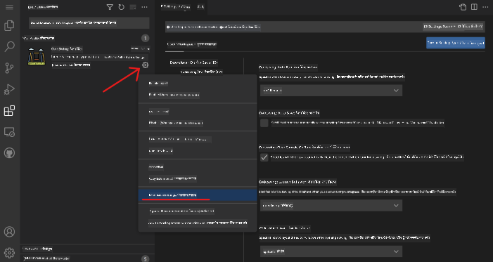 Customizing extension settings