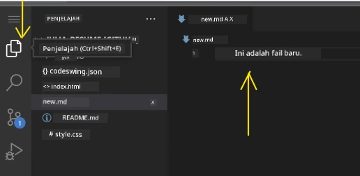 Menyunting fail dalam VSCode.dev