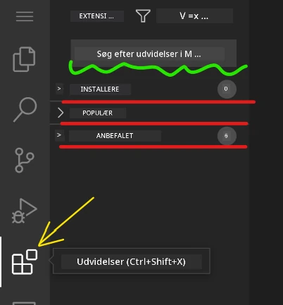 Extension marketplace interface