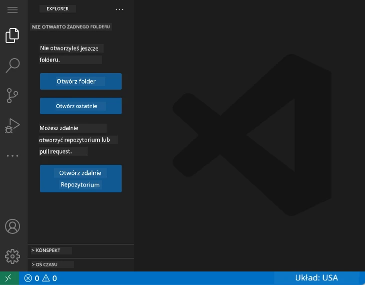 Domyślny interfejs VSCode.dev
