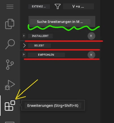 Extension marketplace interface