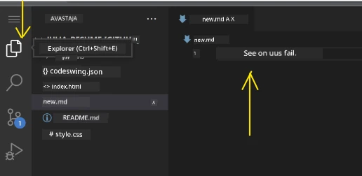 Faili redigeerimine VSCode.devis