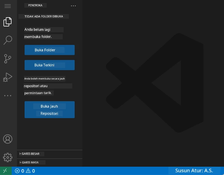 Antara muka lalai VSCode.dev