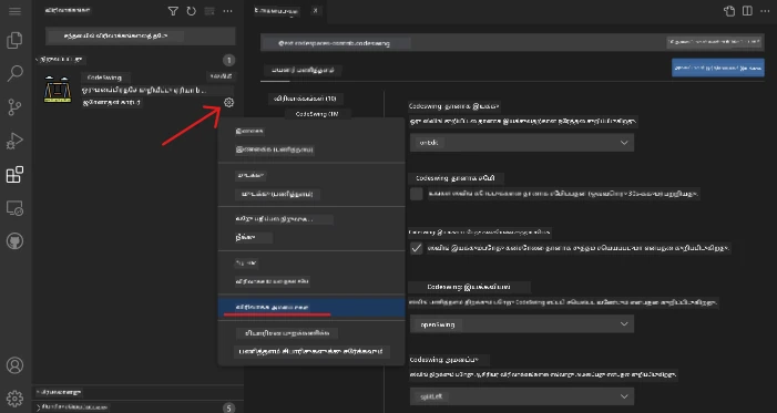 Customizing extension settings