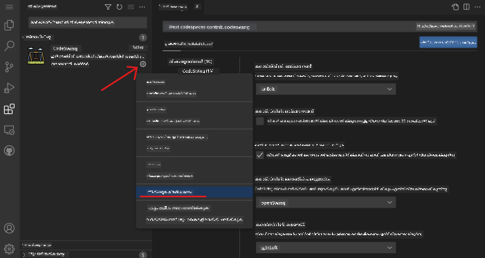 Customizing extension settings
