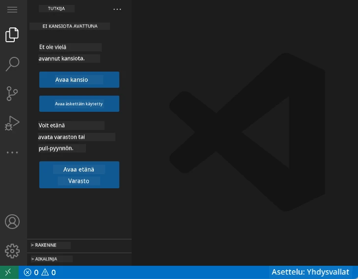 VSCode.dev:n oletuskäyttöliittymä