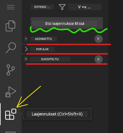 Laajennusmarkkinapaikan käyttöliittymä