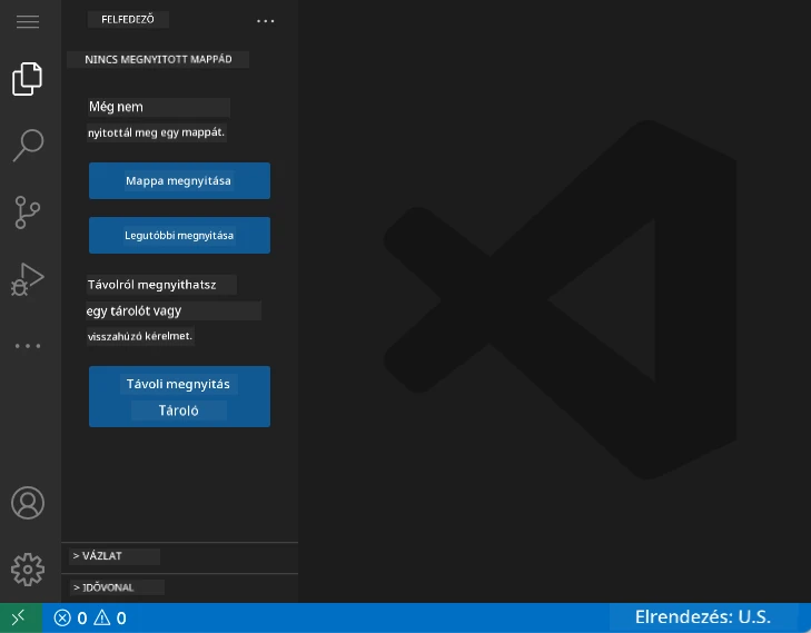 Alapértelmezett VSCode.dev felület