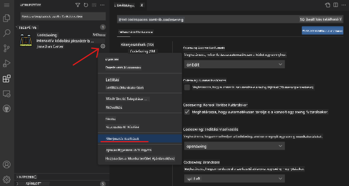 Customizing extension settings