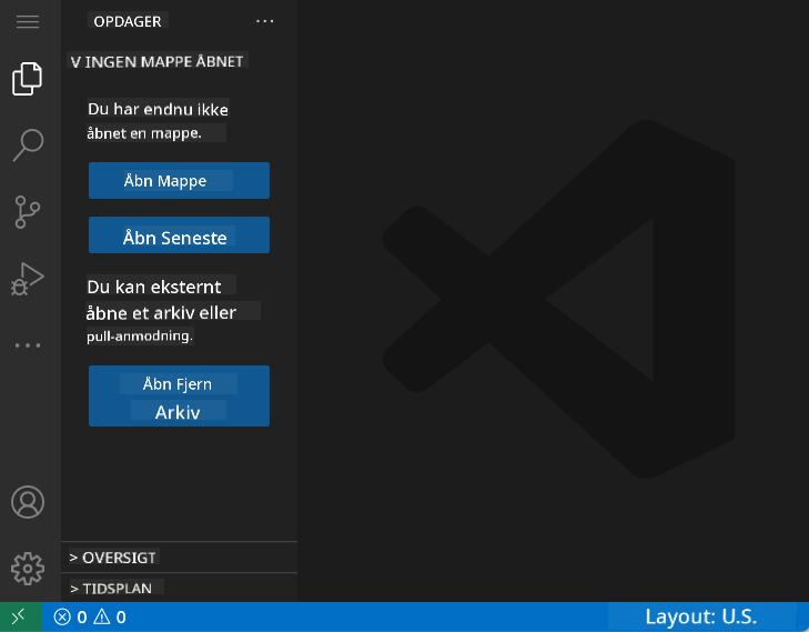 Standard VSCode.dev-grænseflade