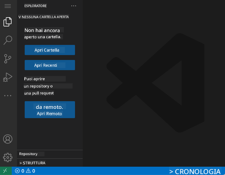 Interfaccia predefinita di VSCode.dev