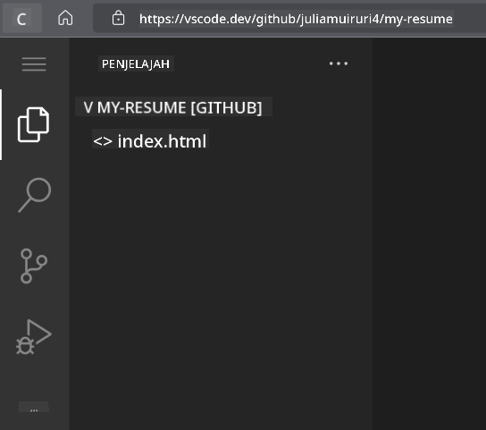 Proyek dimuat di VSCode.dev