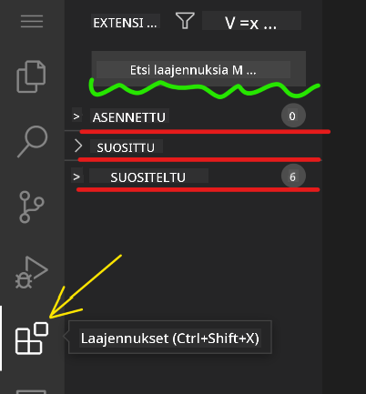 Näytä laajennukset
