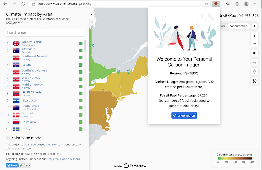 une extension de navigateur verte